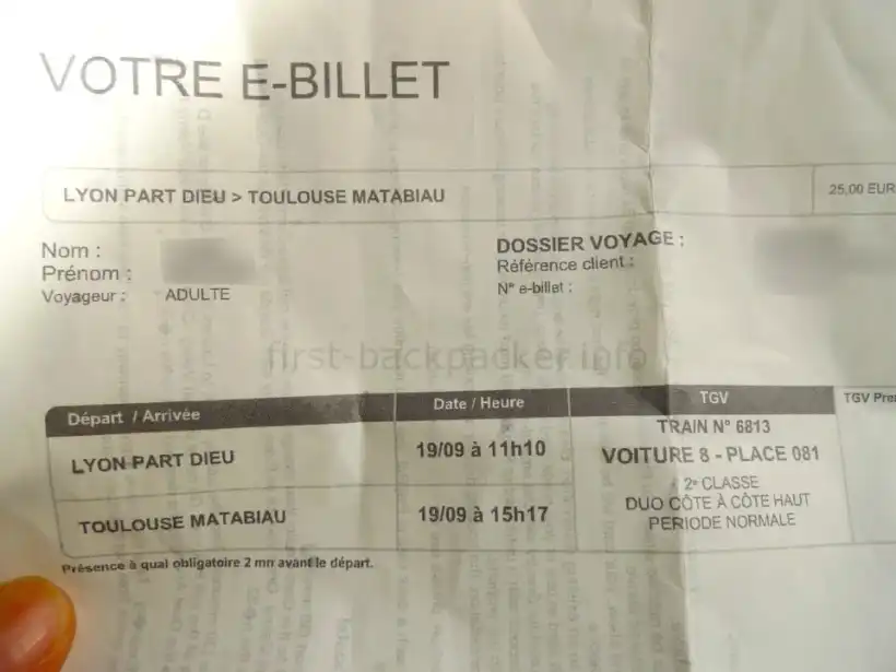 フランス国鉄SNCFの電子チケット