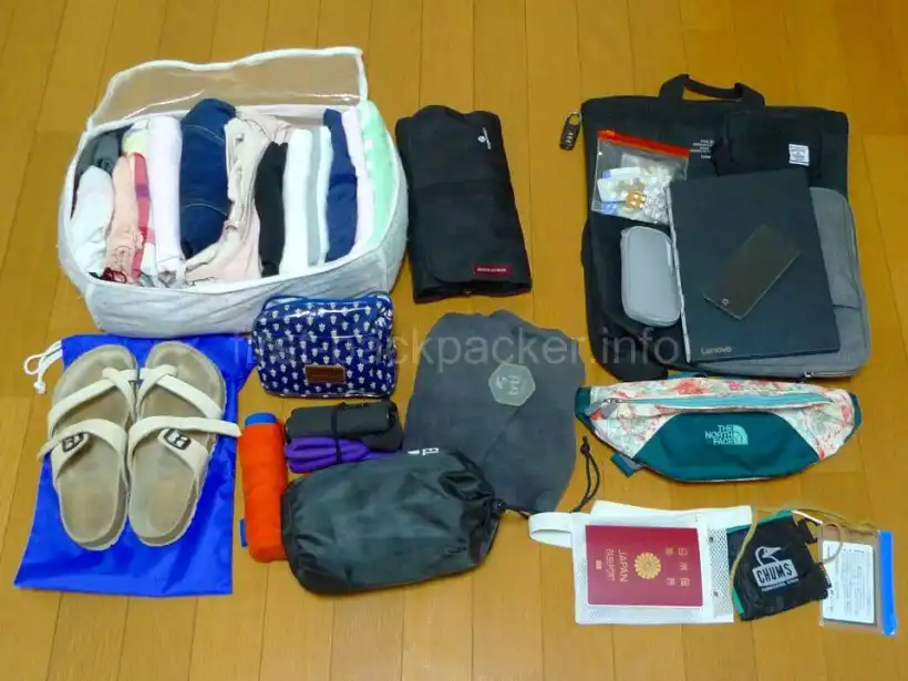 40Lバックパックに入れた荷物