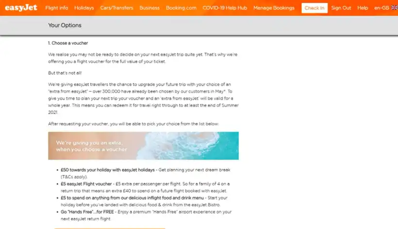 easyJetのバウチャー