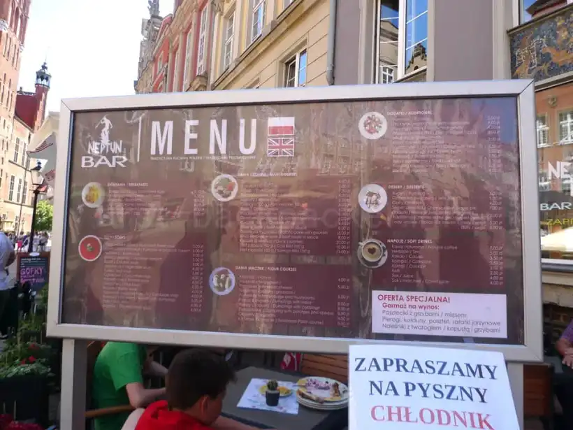グダニスクNeptun Barメニューの看板