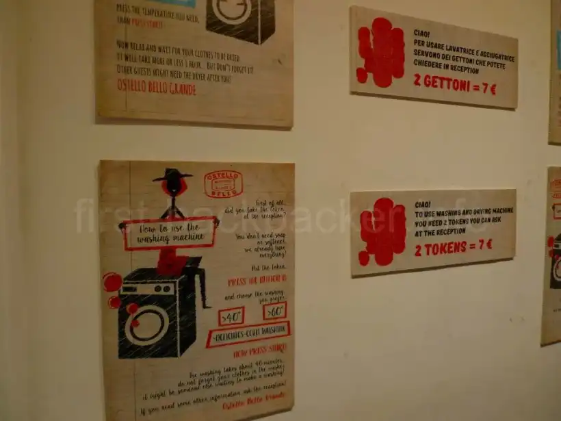 ミラノのOstello Bello Grandeの洗濯機使用説明
