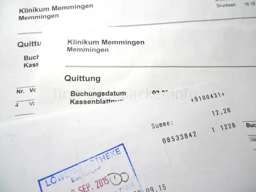 ドイツの病院の領収書