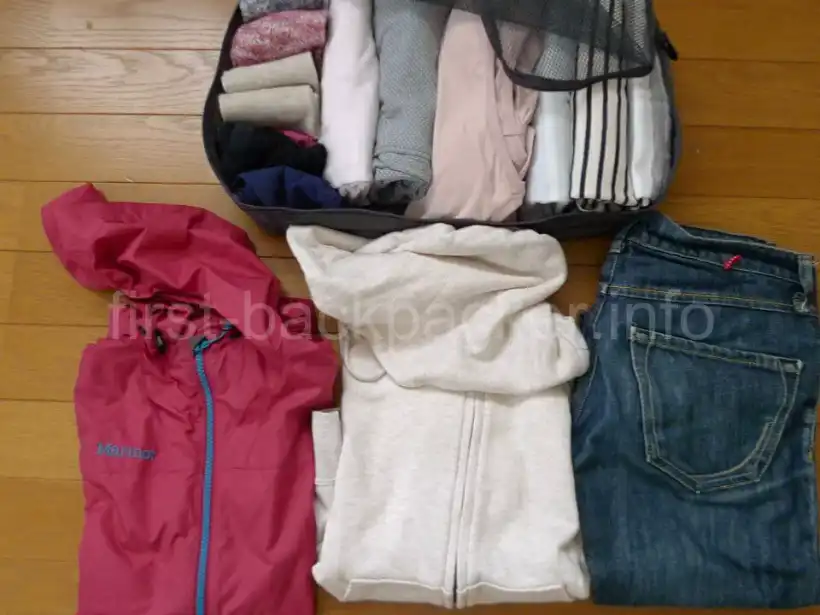 バックパッカー1か月分の洋服