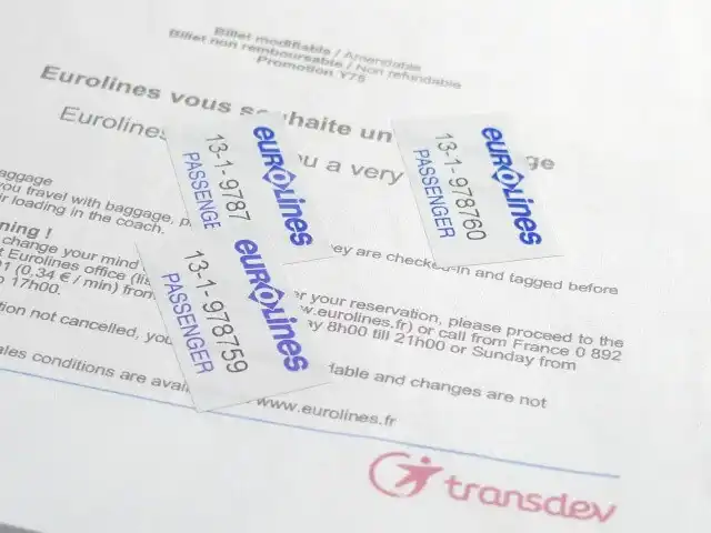 Eurolinesの荷物タグ確認