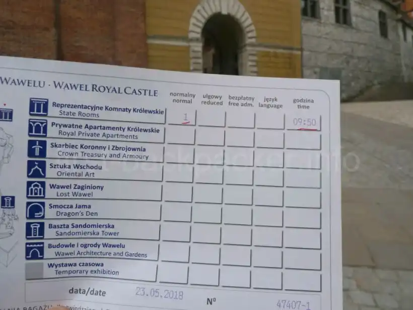 クラクフ旧市街・ヴァヴェル城のチケット